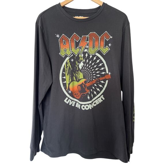 AC/DC Other - AC/DC Let There Be Rock Tour 77 Long Sleeve T-Shirt Unisex XL Long Gray Band Tee